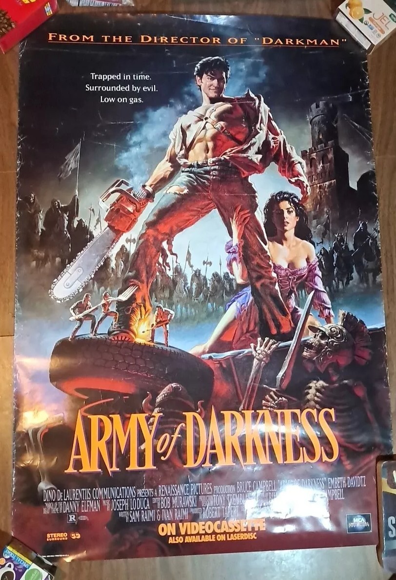 ARMY OF DARKNESS (1992) ORIGINAL MOVIE POSTER 40x27 VHS Laserdisc Promo
