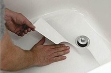 16" X 40" White Adhesive Vinyl anti Slip Non Skid Safety Bath Mat with Drain Cut