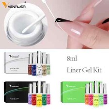 8ml 7Color Kit Gel Nail Art Design Super Brush Glitter Neon Color Painting Gel