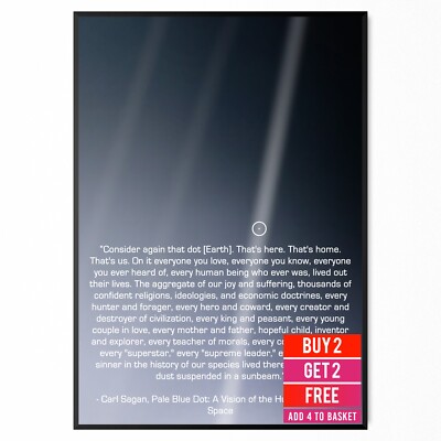 Carl Sagan hellblauer Punkt Original 1990 Foto Zitat Klassiker Poster A5 A4 A3