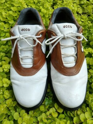 Great Condition Ecco Womens Golf Shoes Brown & White Genuine Leather