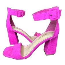 Bamboo Nicole Square Open Toe Block Chunky He...