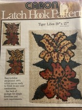 New Vintage 1970s Caron Latch Hook Rug Tiger Lillies Lily Flowers Pattern Only