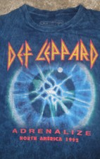 1992 DEF LEPPARD Concert T-Shirt,Adrenalize North America Tour,Blue Tye-Dye,S/M