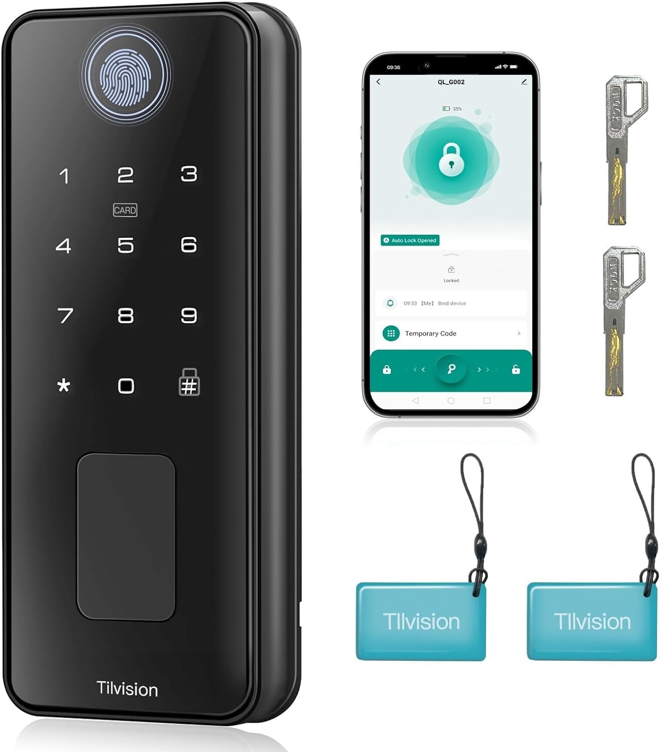 Smart Fingerprint Door Lock with App Control & Touchscreen Keypad – Keyless Entry Deadbolt-image