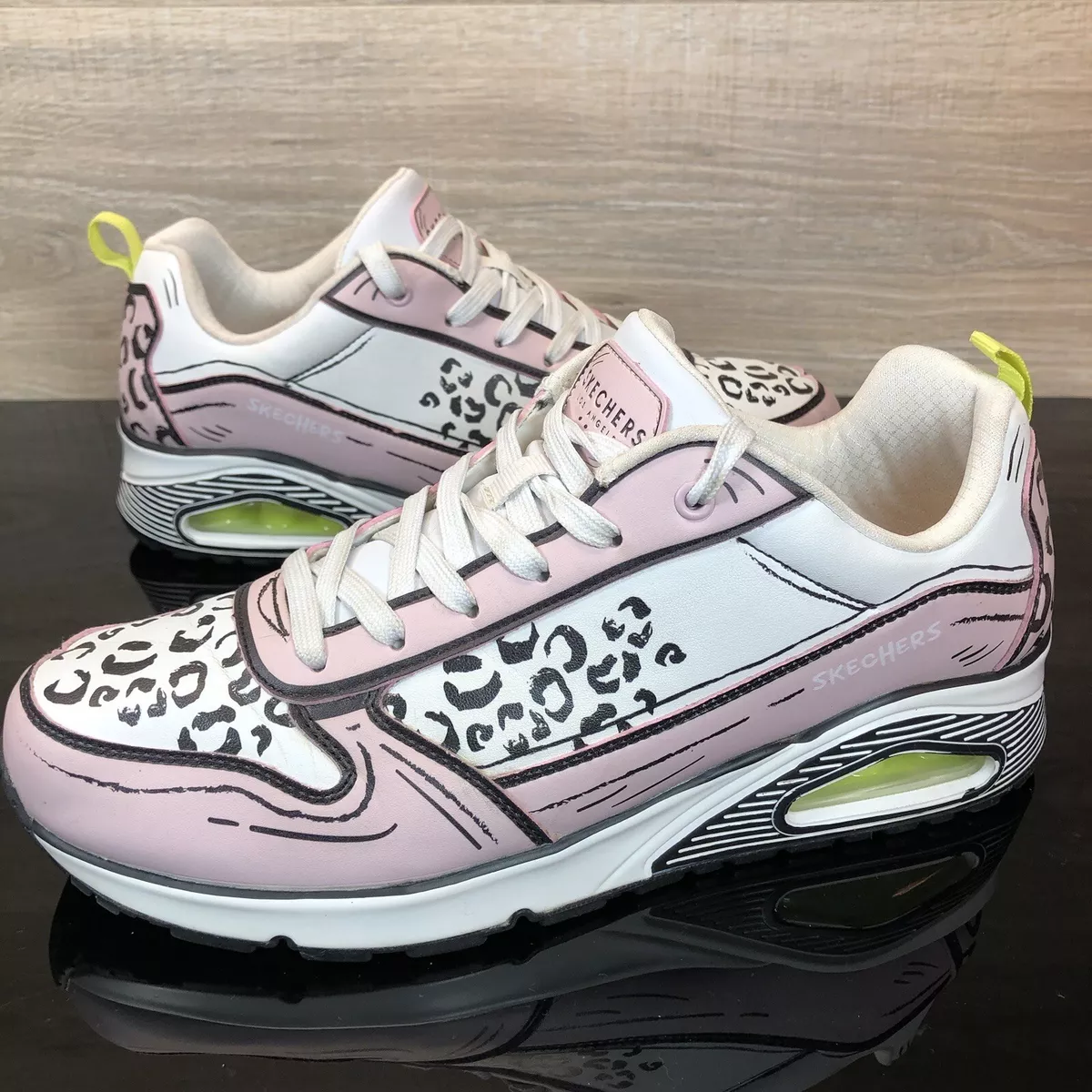 Skechers Uno Leopard Leaps Sneakers Womens Size 11 Pink White Print eBay