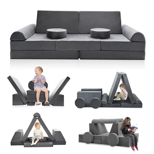 Canapé de jeu modulaire pour enfants à faire soi-même canapé de jeu convertible en mousse pour garçons et filles 10 pièces - Photo 11 sur 19