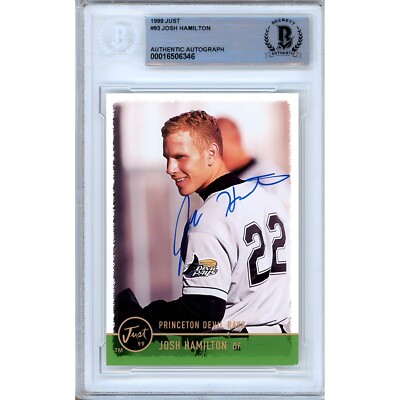 Josh Hamilton Signed 1999 Just #269 Tampa Bay Devil Rays Beckett BAS Slab Auto