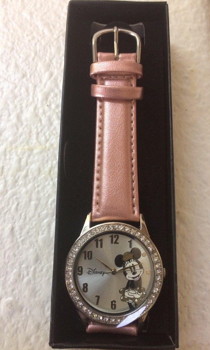 NEW Minnie Mouse Watch Pink Metallic Strap Authentic Disney  display picture 3