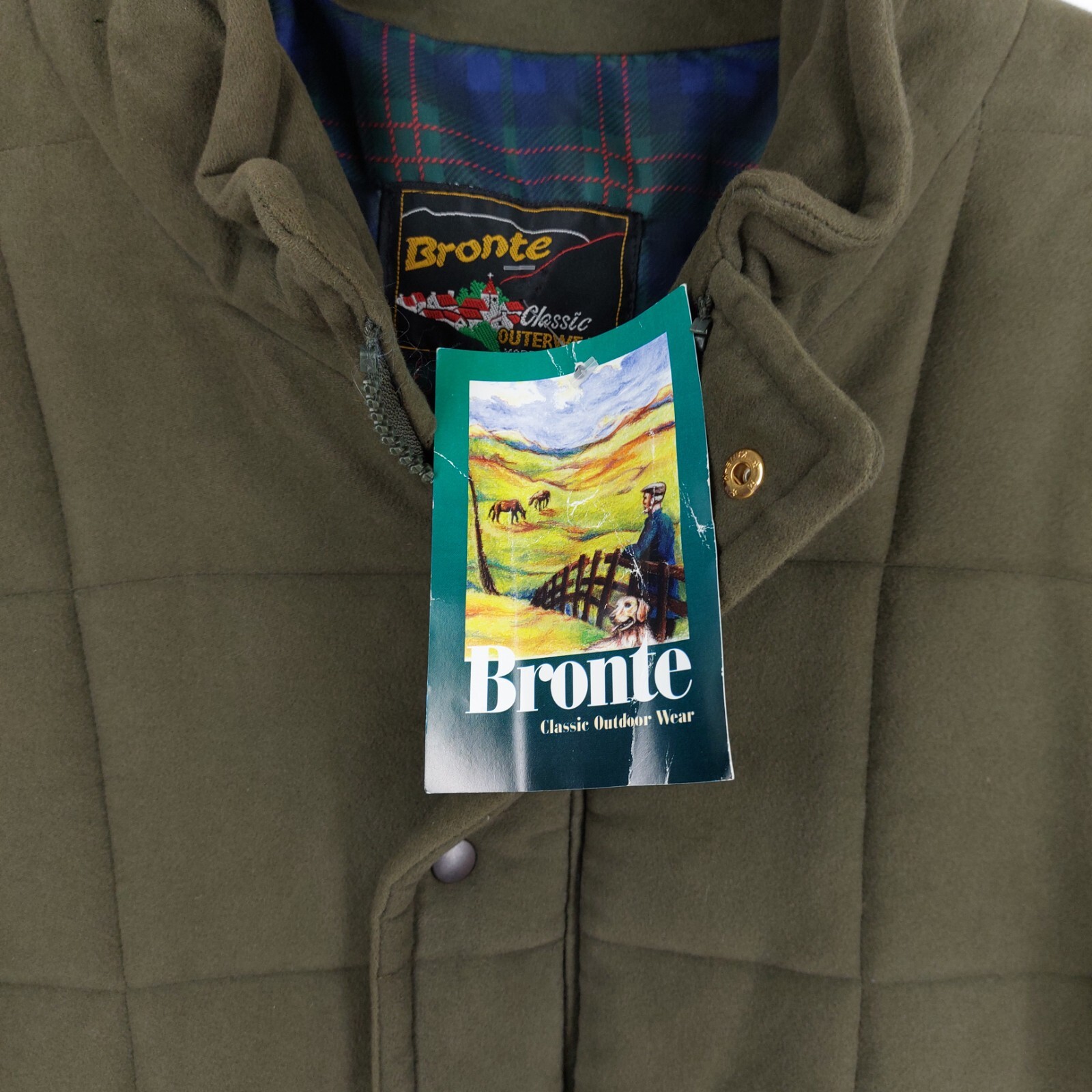 Bronte Men's Size 48 XXL Vintage Green Moleskin Hunting Quilted Jacket