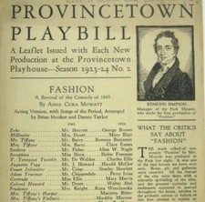 Eugene O'Neill Provincetown Program 1923 Fashion Play Playwright Playhouse NYC