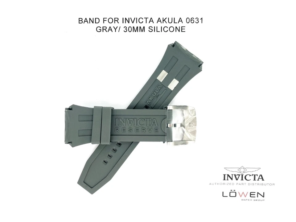 Подлинный силиконовый серый ремешок для часов Invicta Akula 0631 30 мм - Изображение 2 из 3