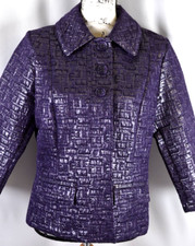 Chico's Women's 2 Button Shimery Blazer Jacket Size 1 Medium Textured Casual Fun