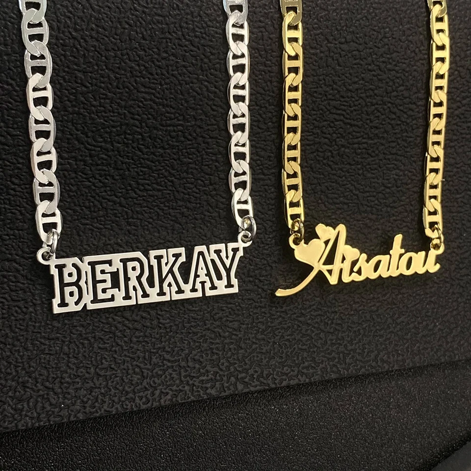 Customized Nameplate Custom Name Necklace Personalized Stainless Steel Men Women - Image 2 of 4