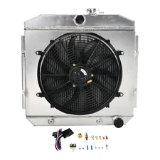 3 Row Aluminum Radiator+Fan Shroud+Relay For 1955-1957 Chevy Block V8 Bel Air