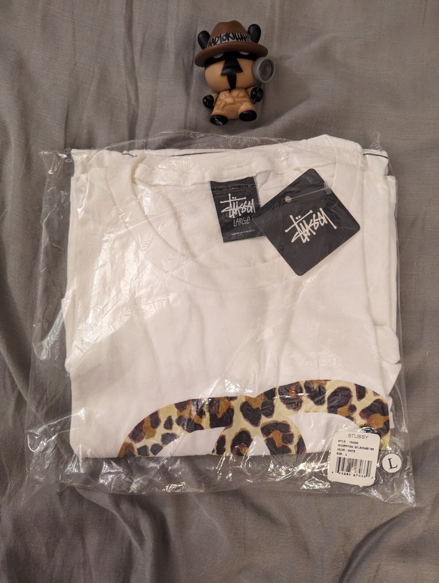 STUSSY INTERNATIONAL LEOPARD PRINT SS LOGO T-SHIRT L WORLD
