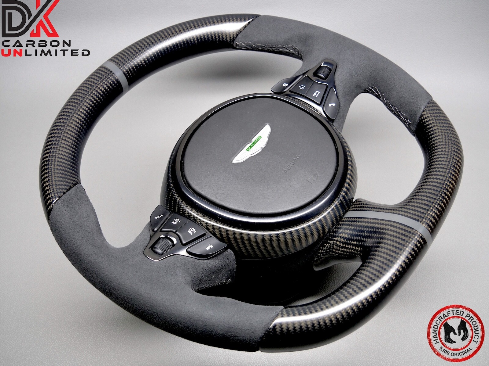 Aston Martin DBS Vantage DB11 8mm Gray Ring Satin Matte Carbon Steering Wheel v4
