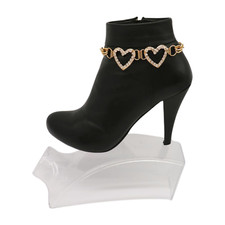 Women Gold Metal Boot Chain Bracelet Shoe Anklet Hearts Charm Fashion Jewelry