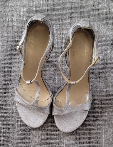 Stuart Weitzman Weitzman Oyster Summer Linen Sin City Stiletto Heels Size 7.5 M