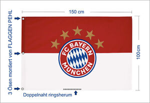 FC Bayern Fahne mit Logo, 100x150cm + Ösen Service