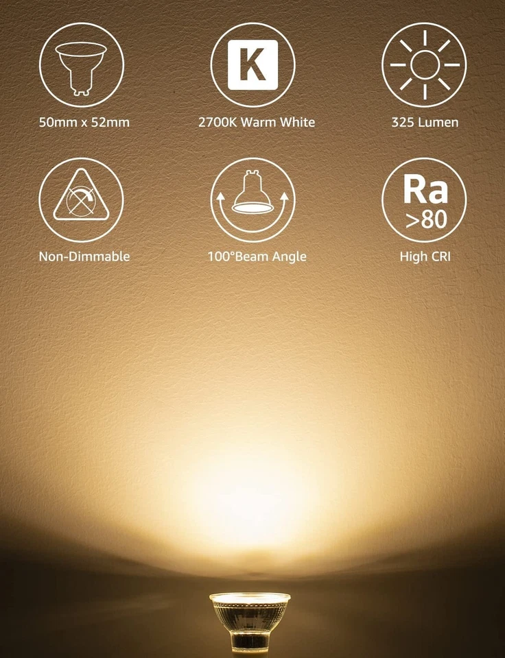 10 x Lepro GU10 LED Light Bulbs 2700K 325lm 4W (=50W Hal) Spotlight WARM WHITE - Image 2 of 4