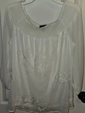 Beautiful Sheer Blouse With Lining By AB Studio, Off White, Off Shoulder, Large