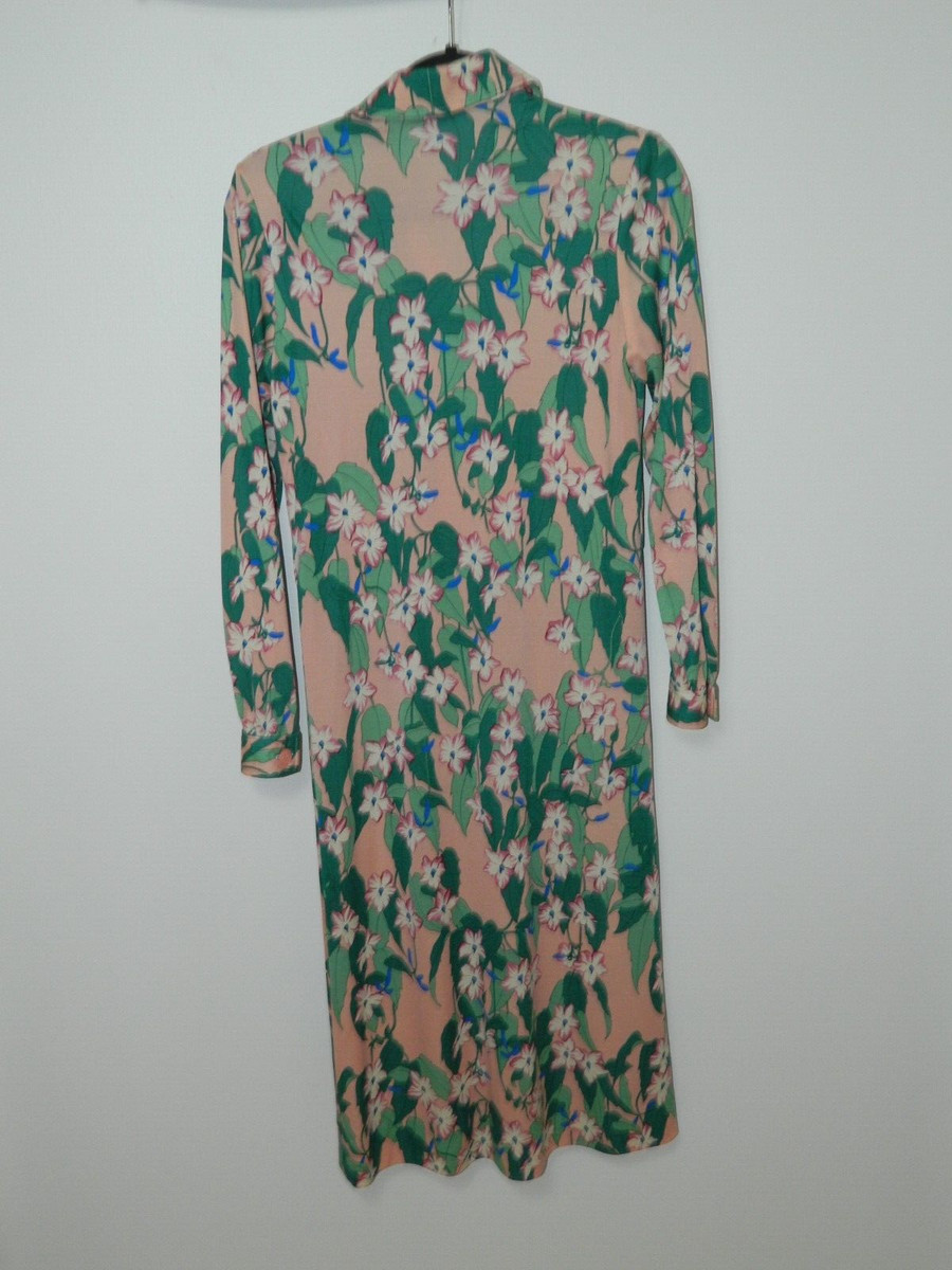 Hanae Mori Dress Size 10 Pink Green Vintage 1970s Floral Button Up Made in Tokyo View 6