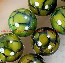 Natural 6-12mm Yellow Dragon Veins Agate Gemstone Round Loose Beads 15" Strand