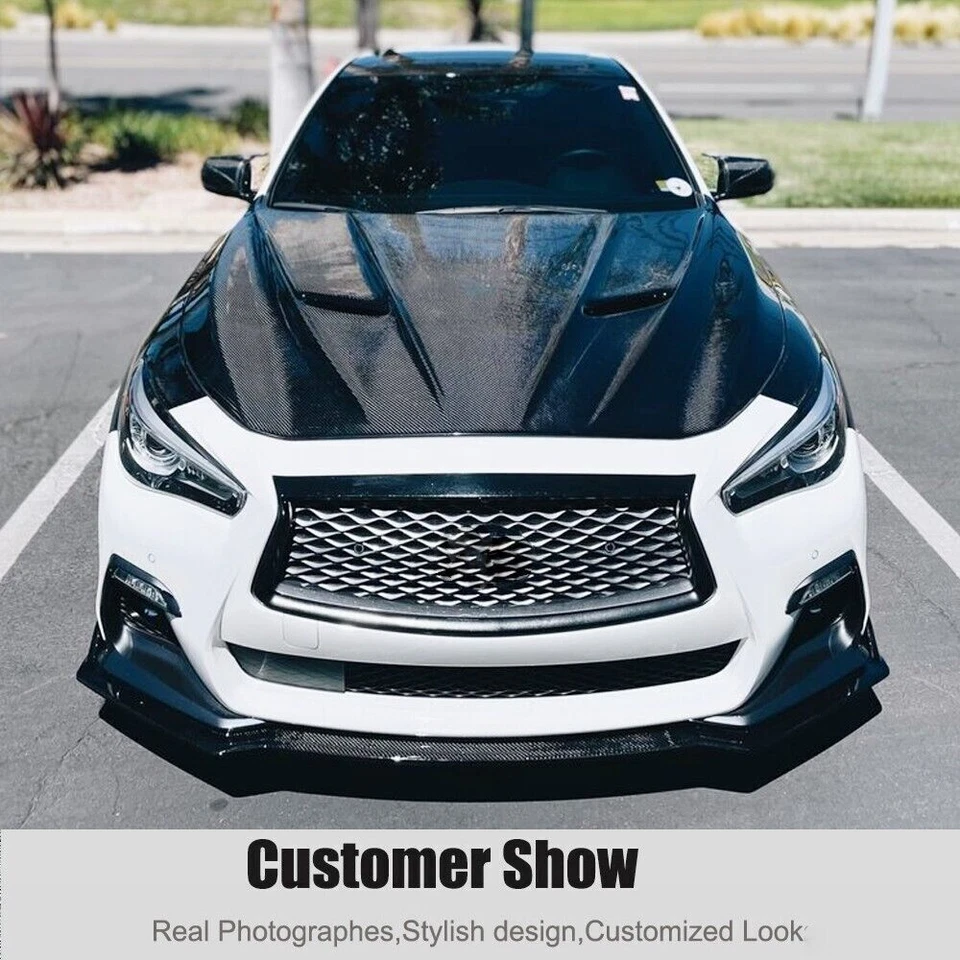 For Infiniti Q50 Sport 18-22 Real Carbon Fiber Front Bumper Lip Spoiler Splitter - Image 4 of 4