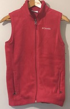 Columbia Zip Up Fleece Full Zipper Red Vest Youth Medium 10/12
