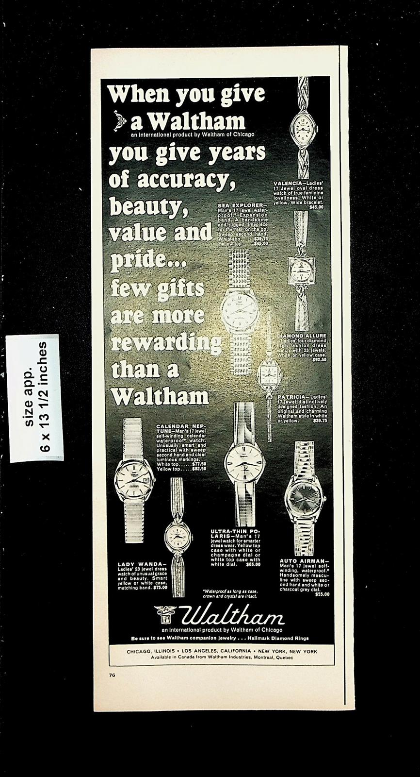 Ювелирные изделия 1965 Waltham Watches Jewelry