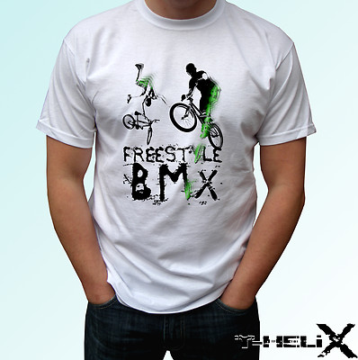Freestyle BMX - weißes T-Shirt Oberteil Sport Design - Herren Damen Kinder Baby Größen