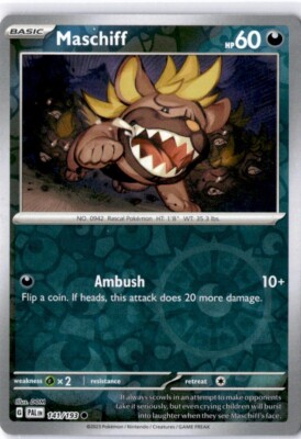 Pokemon Maschiff 141/193 - Paldea Evolved - Reverse Holo Near Mint English