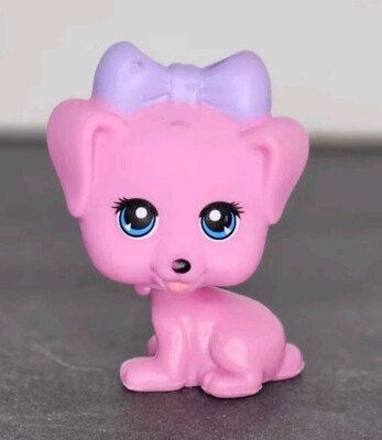 Big Headed Dog Toy Figure. Pink Dog with Big Blue Eyes.