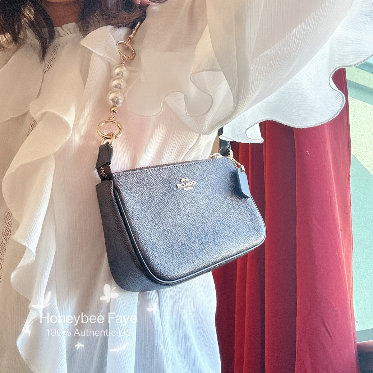 New! For Coach nolita/teri bag Extended chain (Strawberry/ pearl