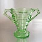 Vintage Indiana Glass Tea Room Green Open Sugar Bowl Depression Glass 1920s