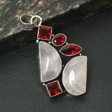 Ciondolo gioiello fatto a mano in granato quarzo rosa per unisex 2,4" AP-36814