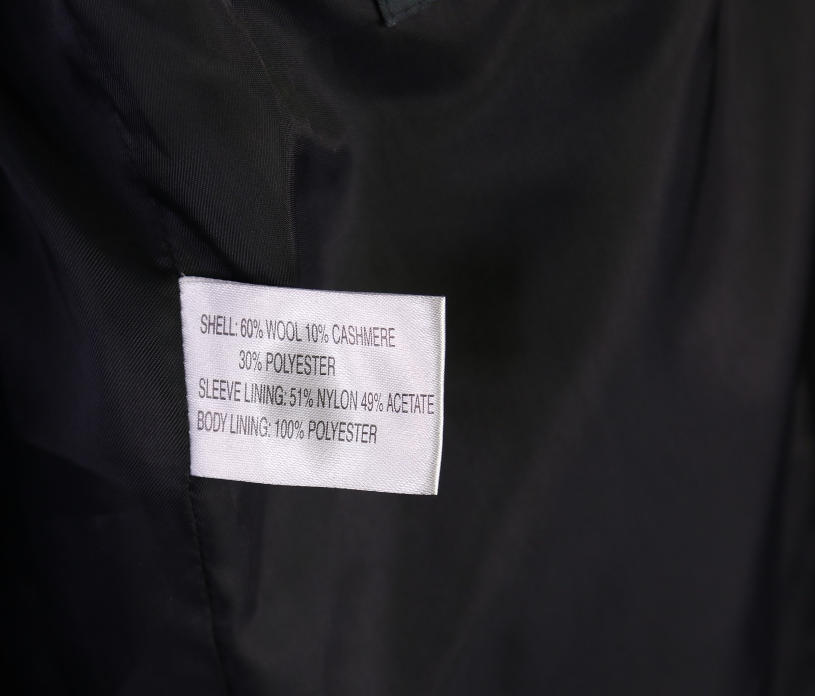 Austin Reed Black Wool Cashmere Full Length Overcoat Coat 38R