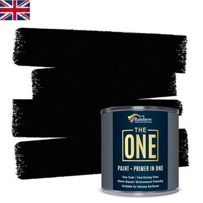 All-In-One Schwarz Matt Lack & Grundierung - Multi-Surface, 1 L Umweltfreundliche Formel