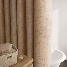 Farmhouse Linen Shower Curtain w/Rust Proof Silver Metal Grommets Brown 72"x78"