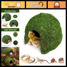 Moss-Covered Reptile Hideout Cave - Half Round Shelter for Lizards, Snakes  Fro