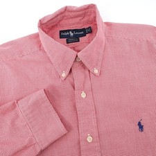 Polo Ralph Lauren Men's Red Gingham Button Down Shirt Long Sleeve Large 16 32/33