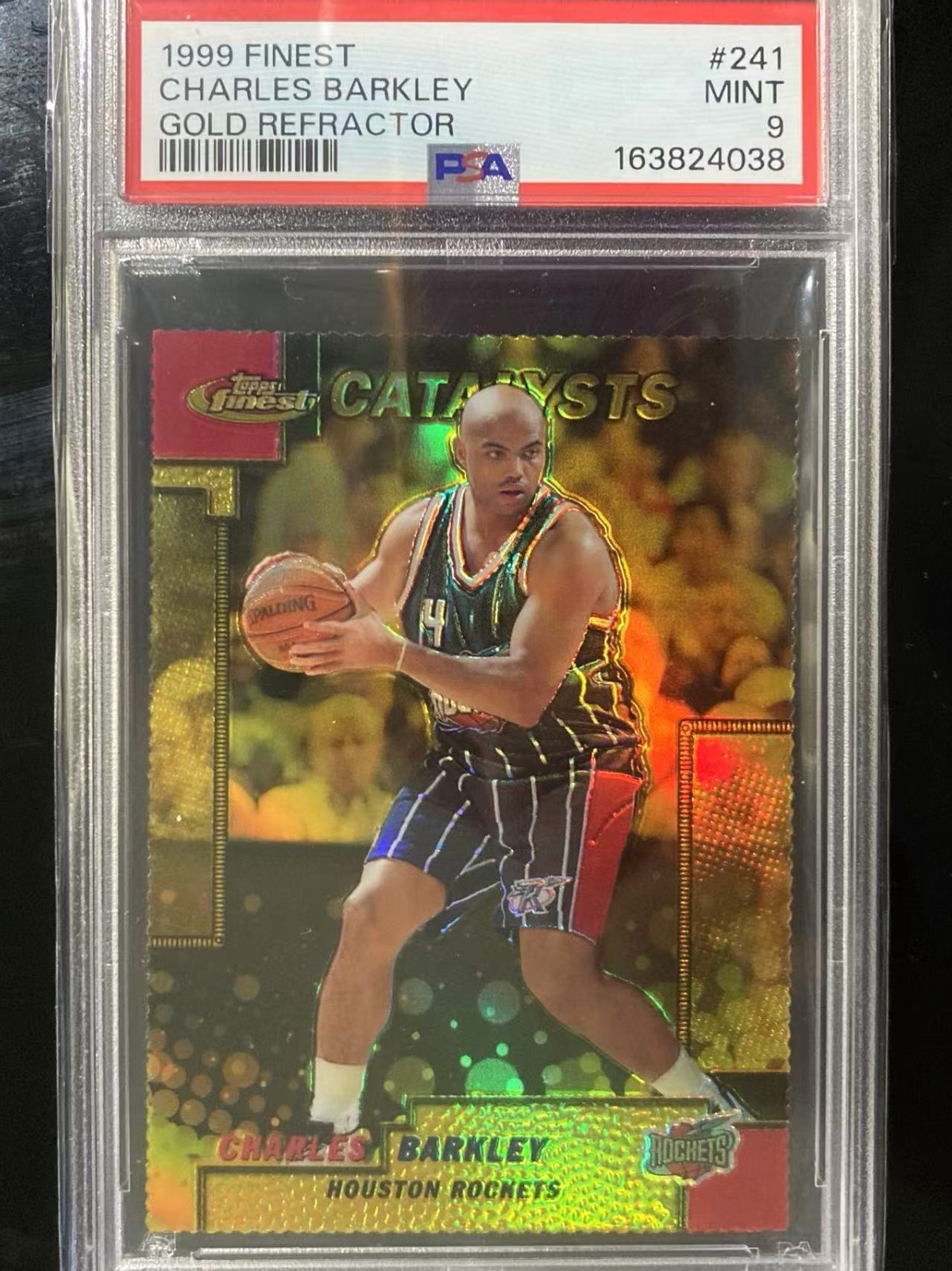 1999-20 Topps Finest Charles Barkley #241 Die-Cut Gold Refractor /100 PSA 9