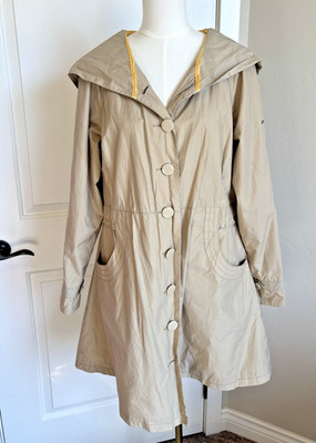 DKNY Active vintage Y2K Rain Jacket Medium Hooded Button Front Gorgeous Detail