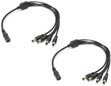 2 PCS 4Way DC Power Supply Splitter 1 Female To 4 Male 5.5x2.1mm CCTV 12V