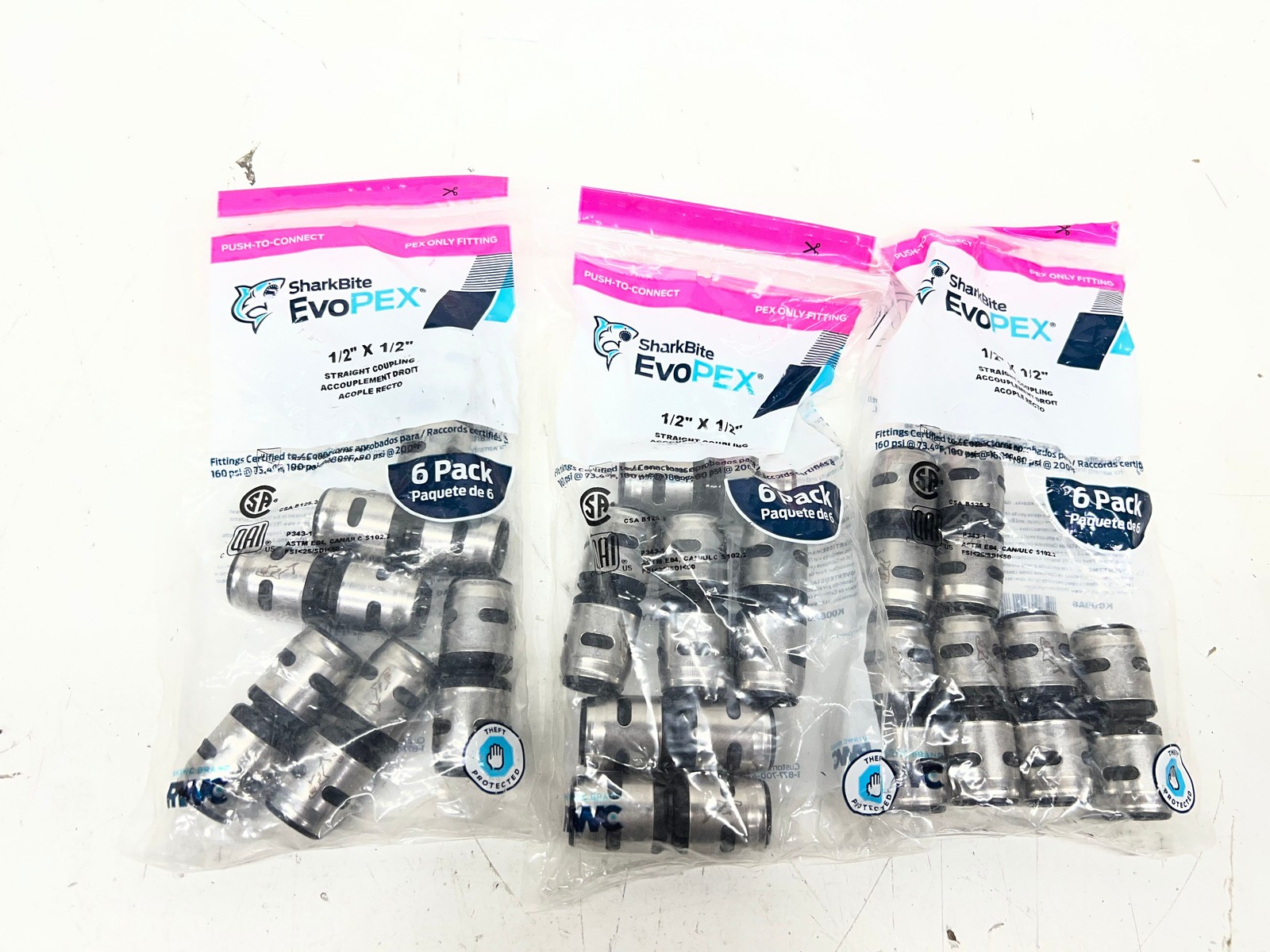 (18 TOTAL) SharkBite 1/2 in. Push-to-Connect EVOPEX Plastic Coupling Fitting
