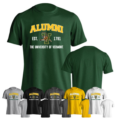 University of Vermont Catamounts UVM Alumni Script Text Short Sleeve T-Shirt