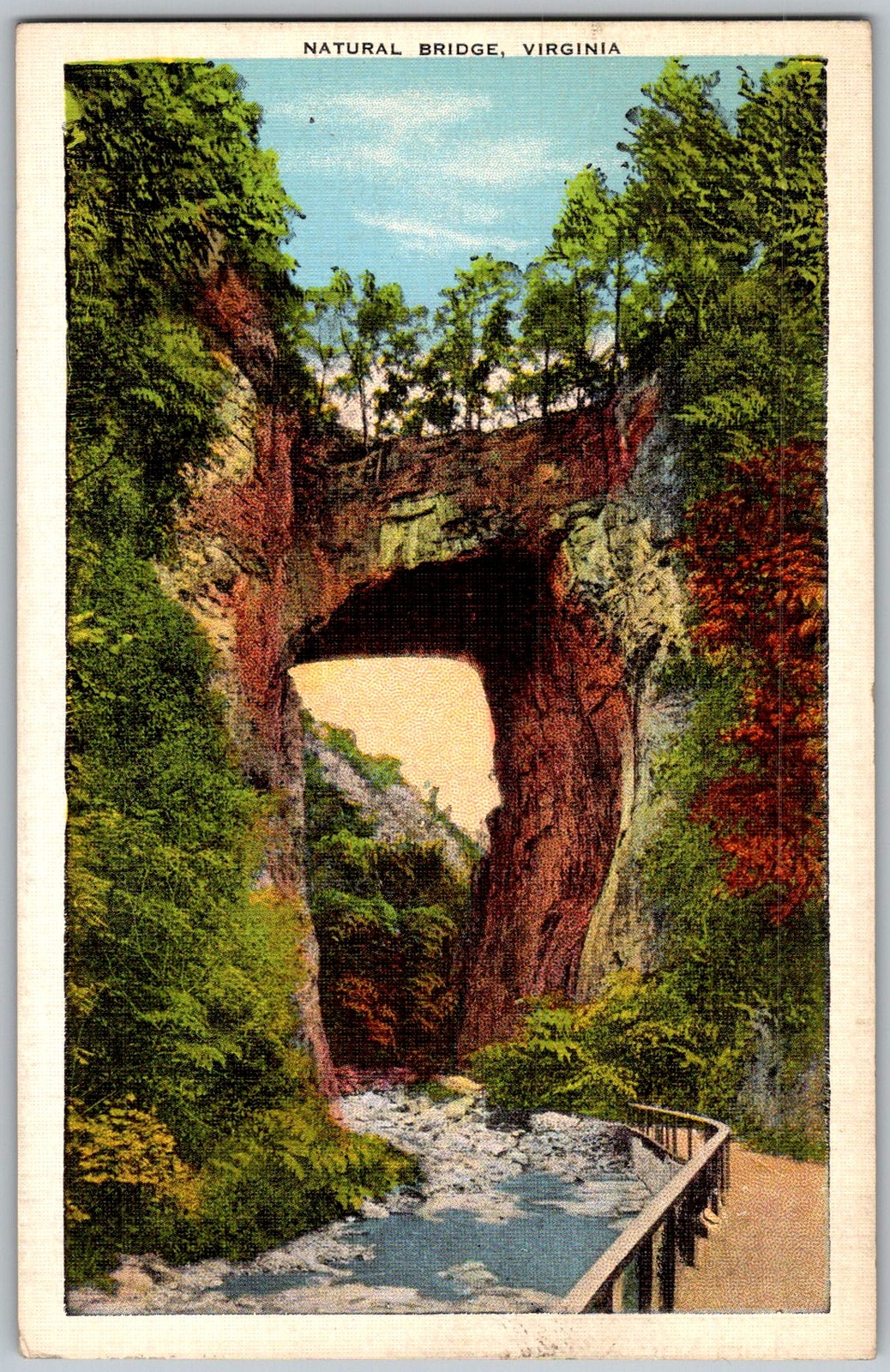 Vtg Linen Postcard Arch Natural Bridge, VA 1930s