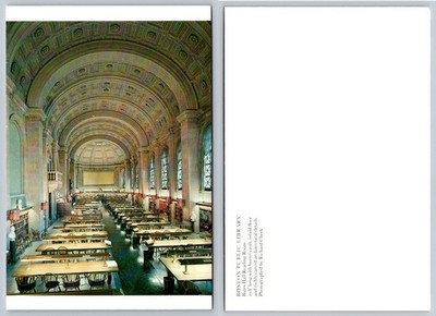 Boston Public Library Bates Hall Reading Room Postcard Richard Cheek Photo