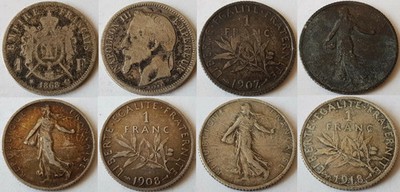 Frankreich 1863-1934 50 Cents-1-2-5-10-20 Francs Silbermünzen Wählen Sie Ihre